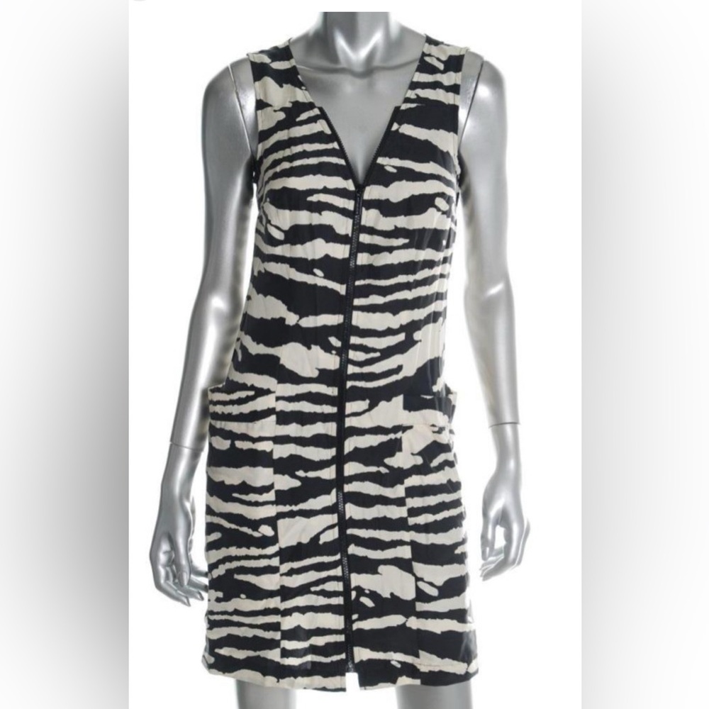 MICHAEL KORS V-Neck Sleeveless Zebra Print Dress